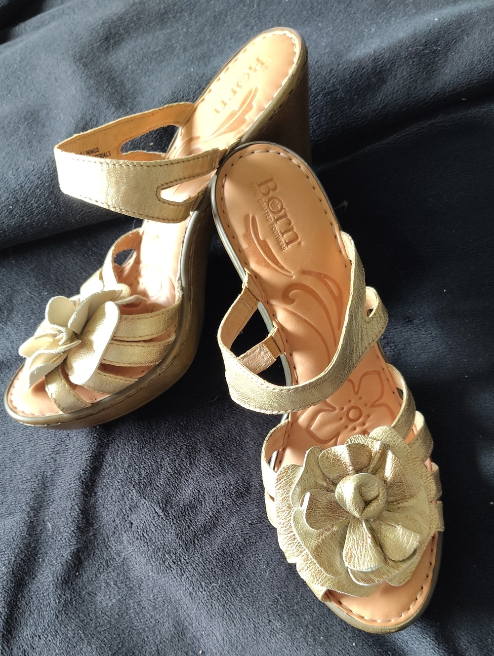 Born Gold Floral Platform Sandals